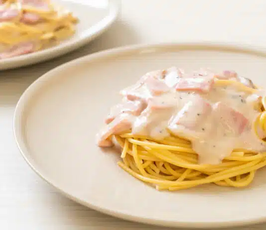 Spaghetti à la sauce au Boursin et jambon