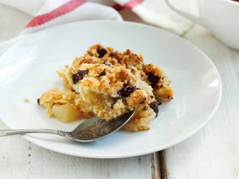 Crumble poire-chocolat et amandes