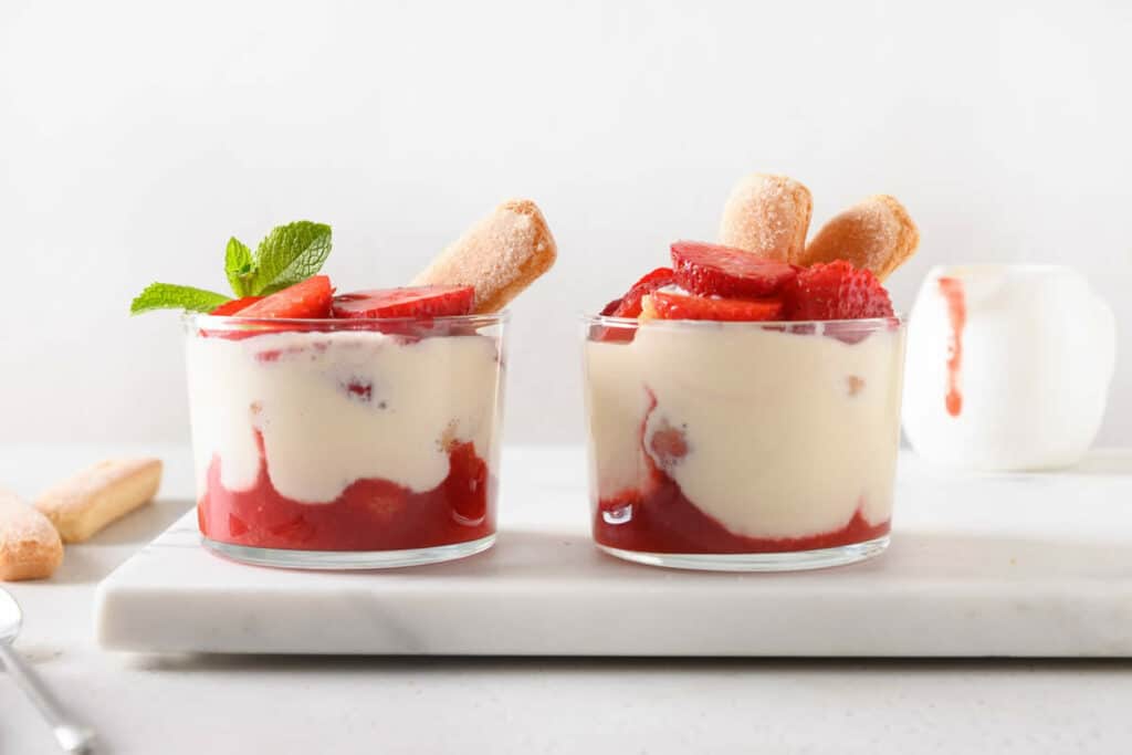 Dessert tiramisu mascarpone fraises