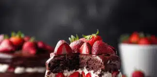 Gâteau moelleux au chocolat mascarpone et fraises