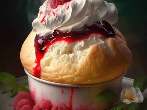 Mug cake vanille framboise et crème