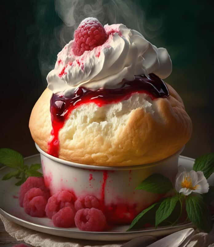 Mug cake vanille framboise et crème