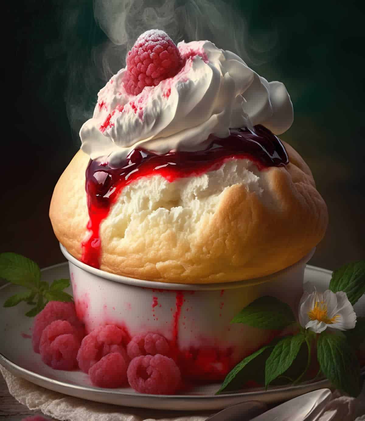 Mug cake vanille framboise et crème
