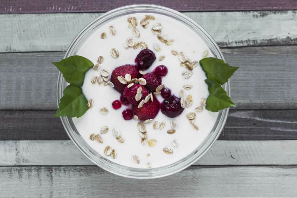 Bowl de petit déjeuner au yaourt, avoine et fruits
