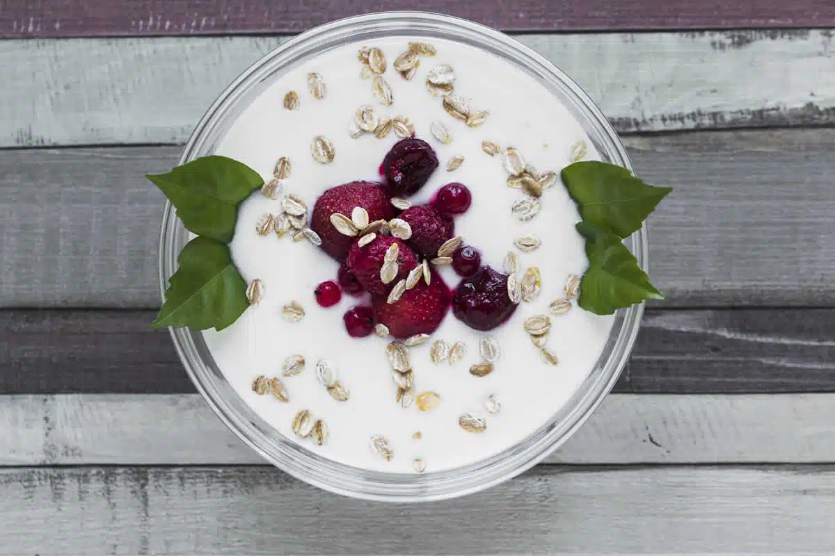 Bowl de petit déjeuner au yaourt, avoine et fruits