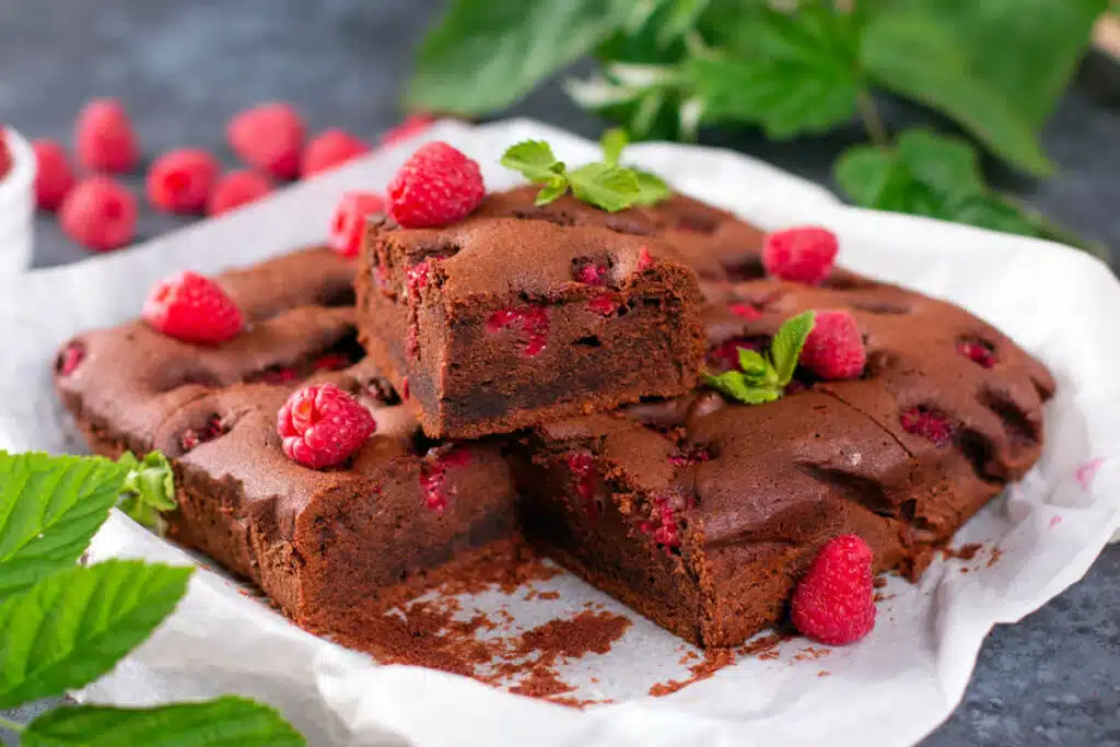 Brownie moelleux aux framboises