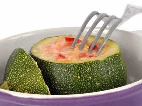 Courgettes rondes farcies aux poivrons