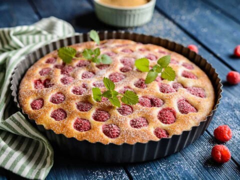 Gâteau magique aux framboises