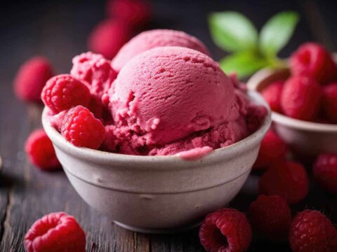 Glace à la framboise sans sorbetière