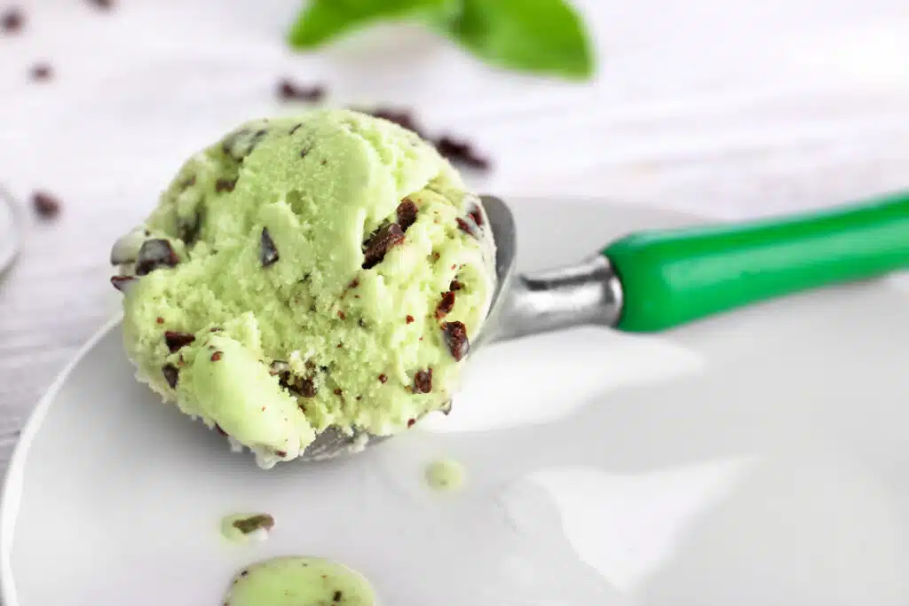 Glace à la menthe et aux pépites de chocolat