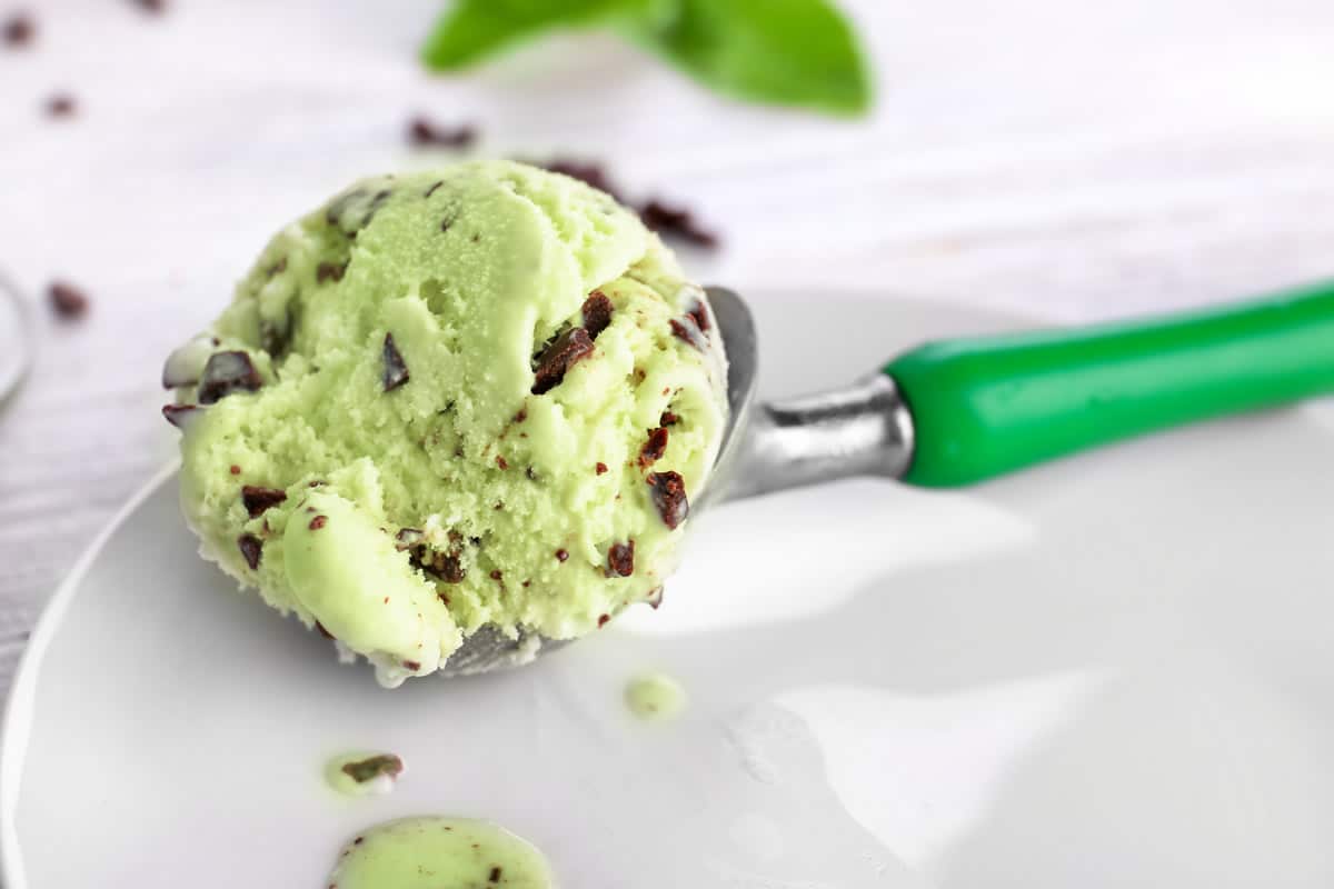 Glace à la menthe et aux pépites de chocolat