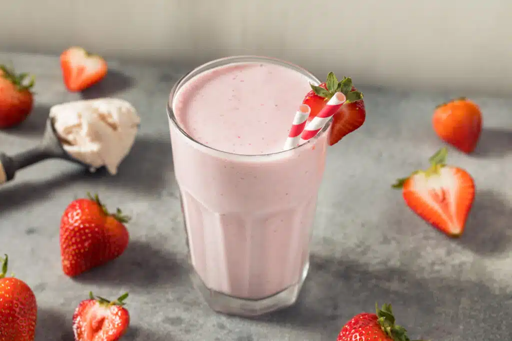 Milkshake fraise et glace vanille