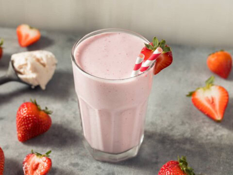 Milkshake fraise et glace vanille