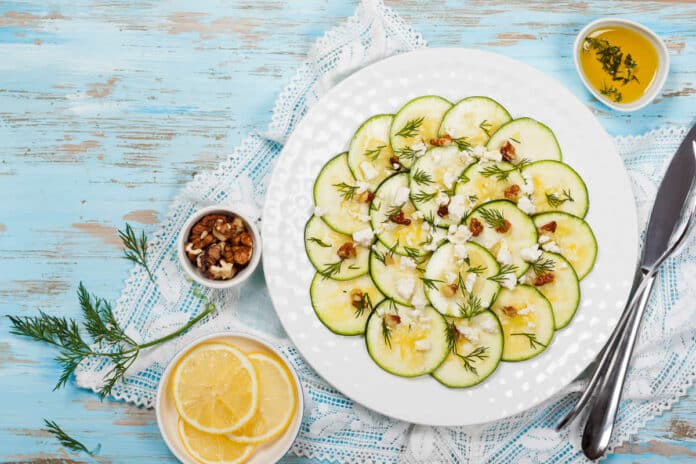 Carpaccio de courgettes et fromage feta