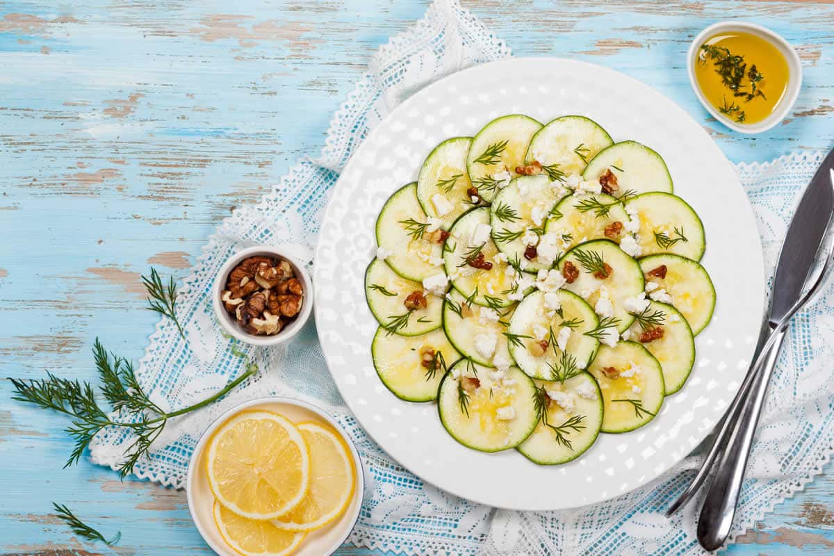 Carpaccio de courgettes et fromage feta