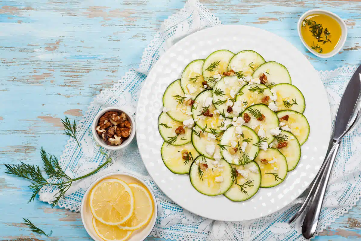 Carpaccio de courgettes et fromage feta