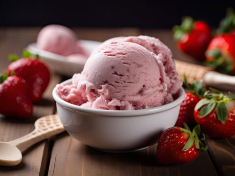 Crème glacée à la fraise sans sorbetière