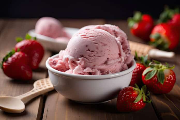Crème glacée à la fraise sans sorbetière