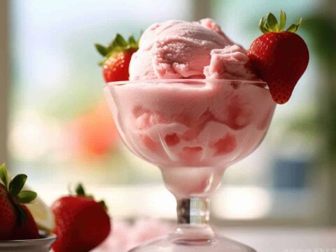 Glace à la fraise sans sorbetière