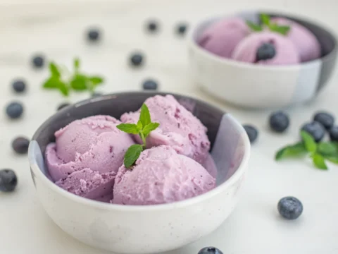 Crème glacée aux myrtilles