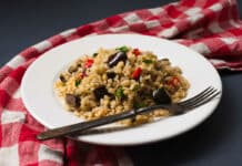 Pilaf aux aubergine et poivron rouge