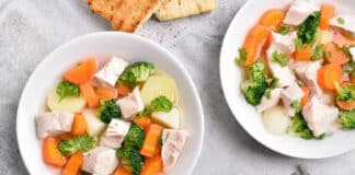 Soupe aux légumes et au blanc de poulet