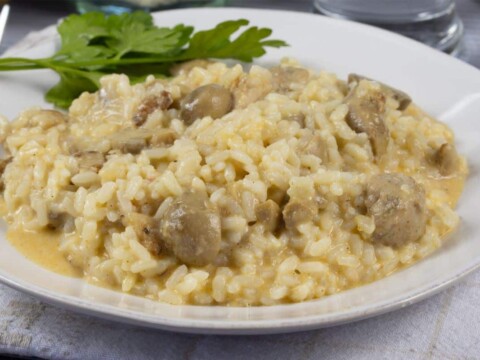 Risotto poulet champignon