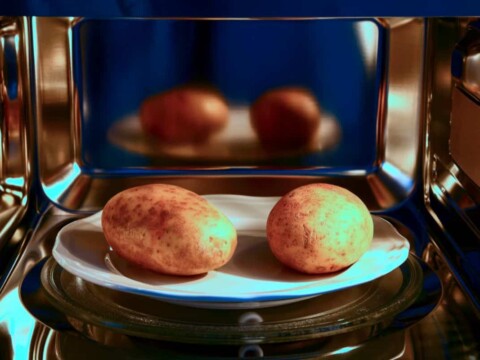 Pomme de terre au micro onde avec la peau