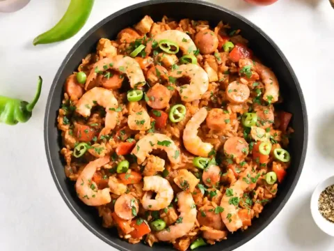 Jambalaya au poulet et crevettes au Cookeo