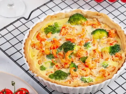 Quiche aux crevettes et brocoli