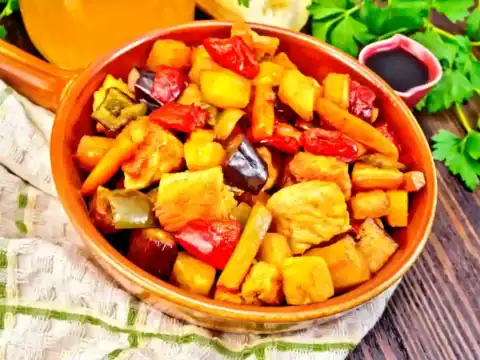 rôti aux légumes et au miel