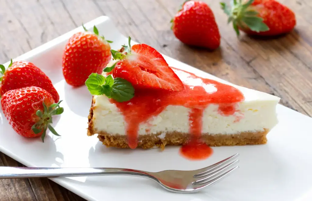 Cheesecake sans cuisson au coulis de fraises