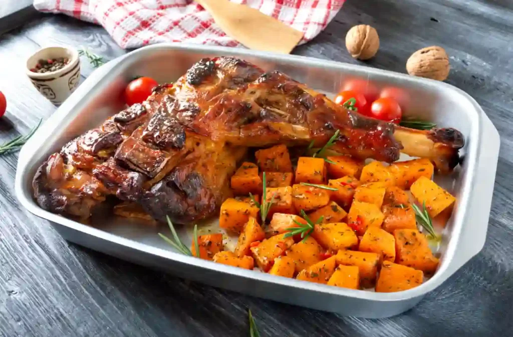 Cuisse de dinde rôtie au four avec cubes de citrouille
