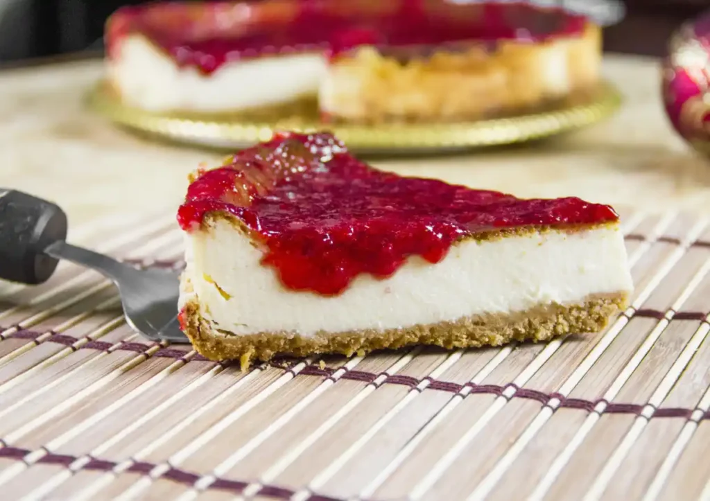 Gâteau au fromage et coulis de fraises