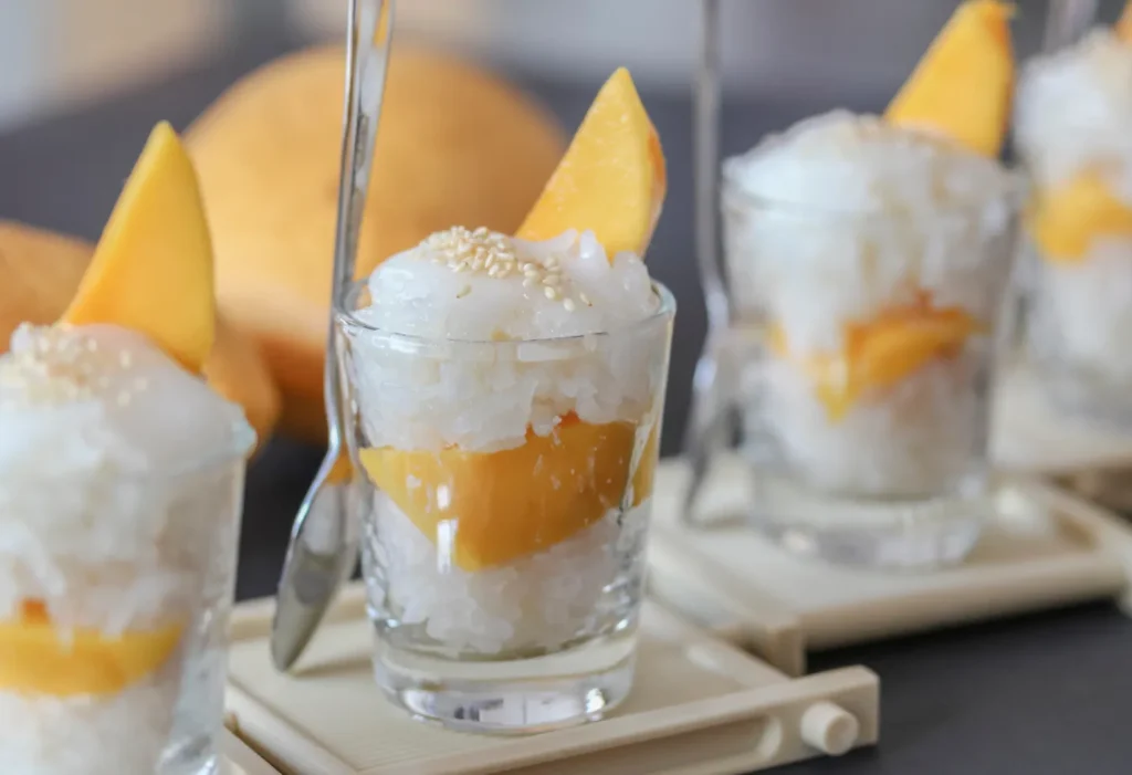 Verrines de riz au lait à la mangue
