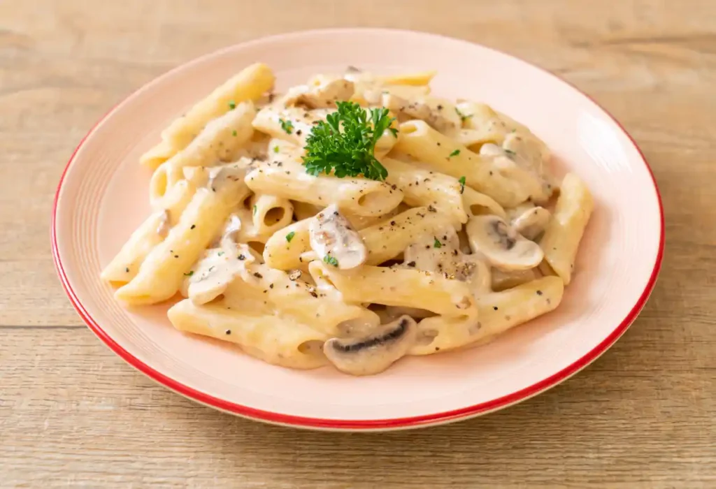 penne à la carbonara aux champignons