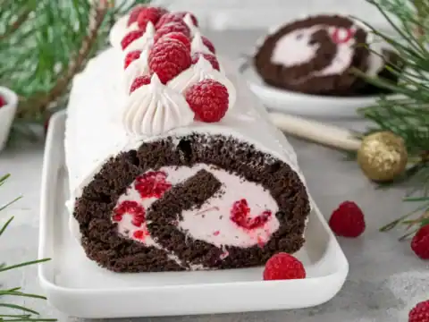 Bûche de Noël chocolat framboise